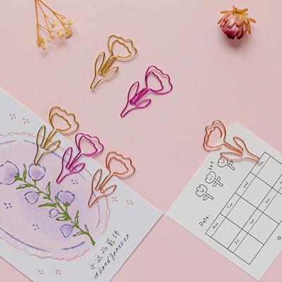 10Pcs/Set Colored Flower Shaped Paper Clip Colored Paper Clip Office Stationery Metal Bookmark Holder Stationery Paper Clips