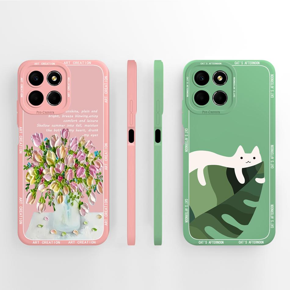 For Honor X8 X8A Case Creative Anime All Body Upgrade Soft Liquid Silicone Mobile Back Cover For Huawei Honor X 8 5G Protectors