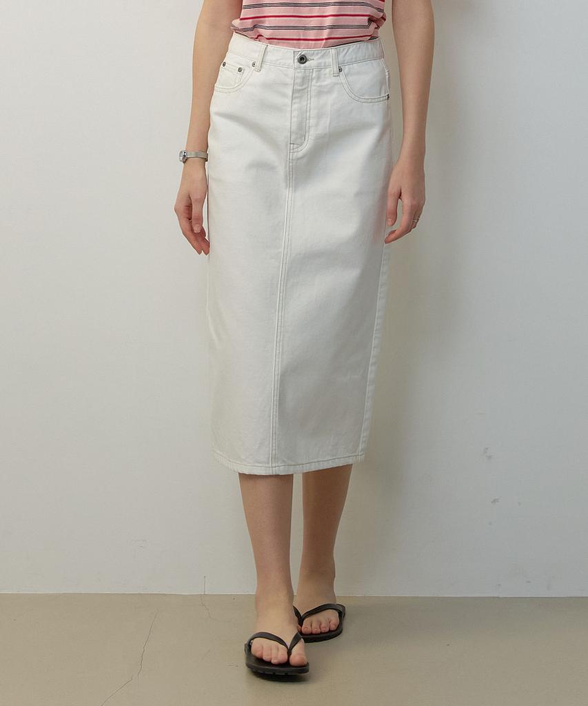 City Breeze Denim Long Skirt_White