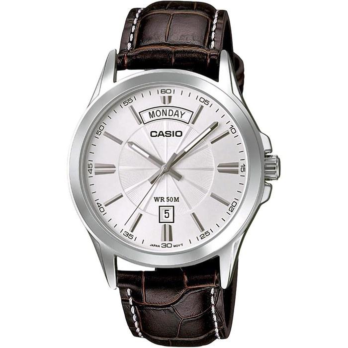 Мужские аналоговые кварцевые часы Casio MTP-1381L-7AV - Темно-коричневые