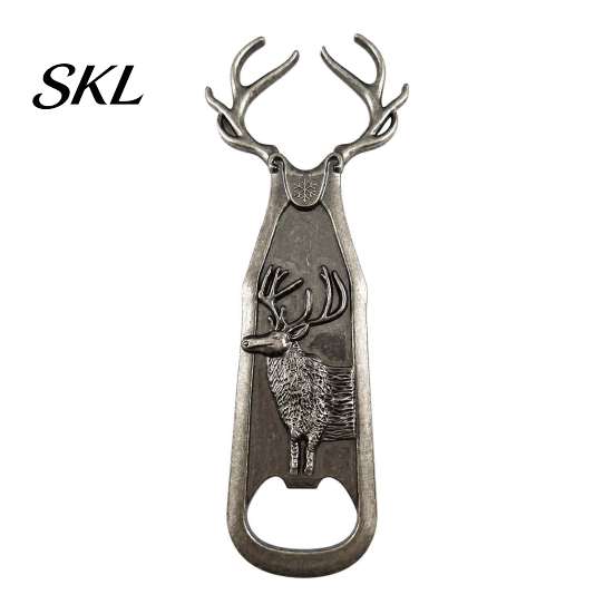 Christmas Party Bar Accessories Elk Antler Bottle Opener, Heavy Duty Metal Retro Beer Forest Style Souvenirs Cap Remover for Home Bar, Artistic