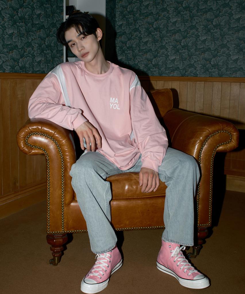 MAYOL Logo Mesh Long Sleeve T-Shirt_Pink
