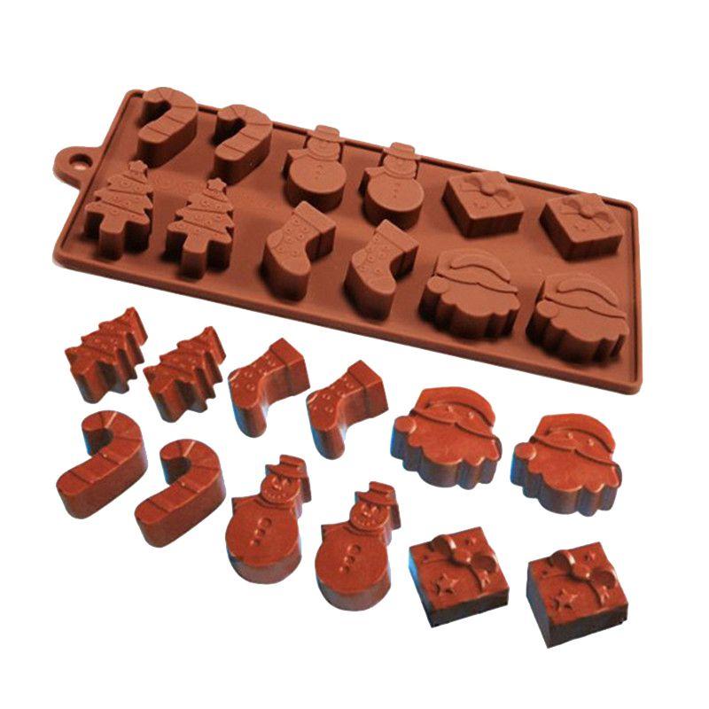 Christmas Santa Chocolate Silicone Mould With Reindeer Santa And Snowman Designs