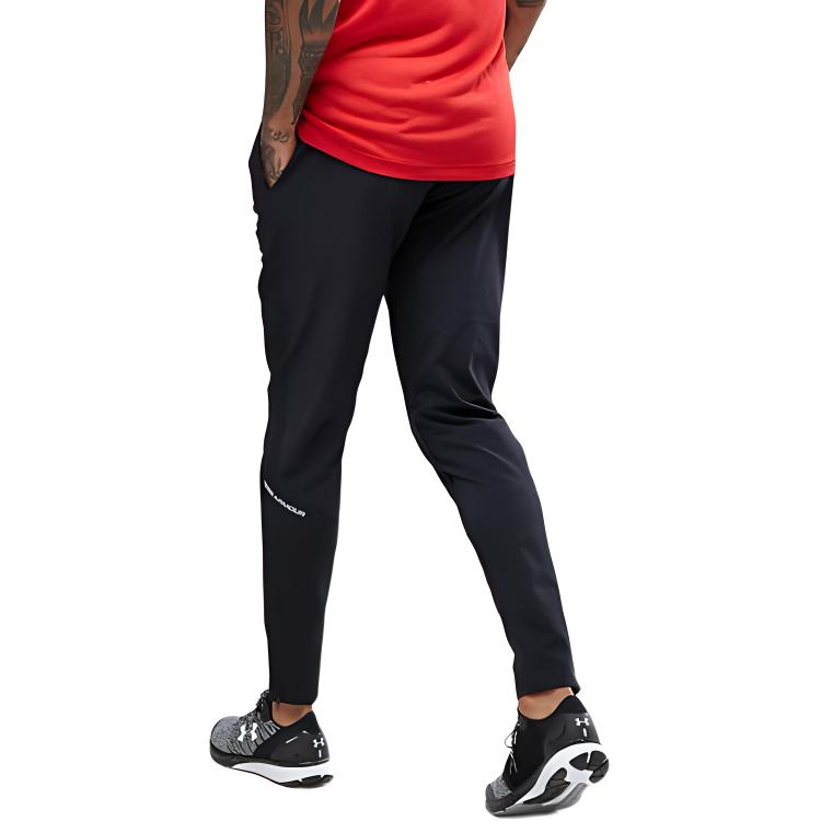 Under Armour Logo Print Elastic Waistband Tapered Knit Sports Pants Men Pants Black 1279796-001