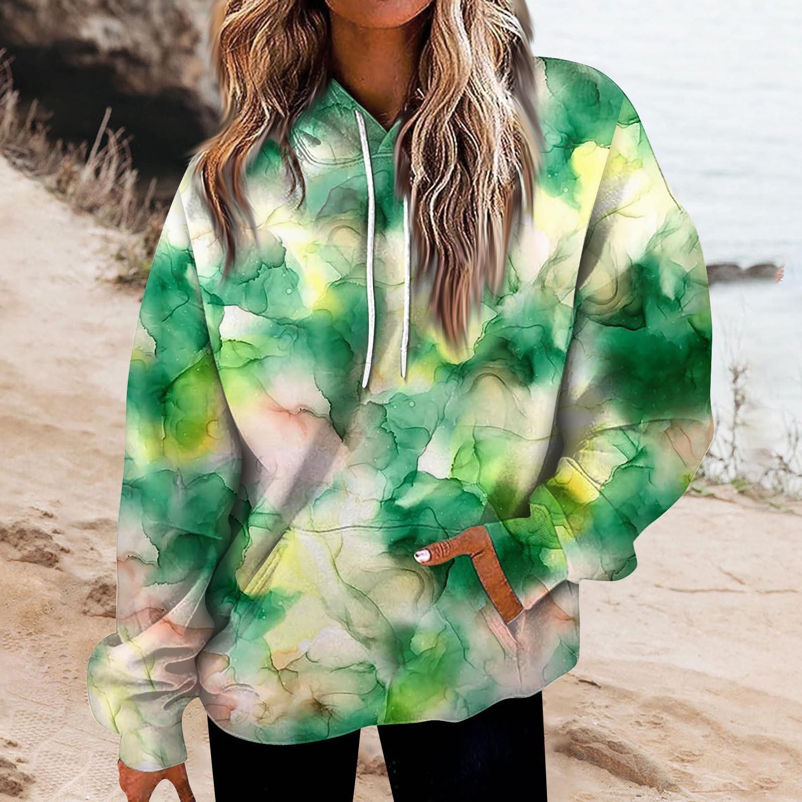 

Женская повседневная модная толстовка с длинными рукавами и круглым вырезом с принтом XXL зелёный