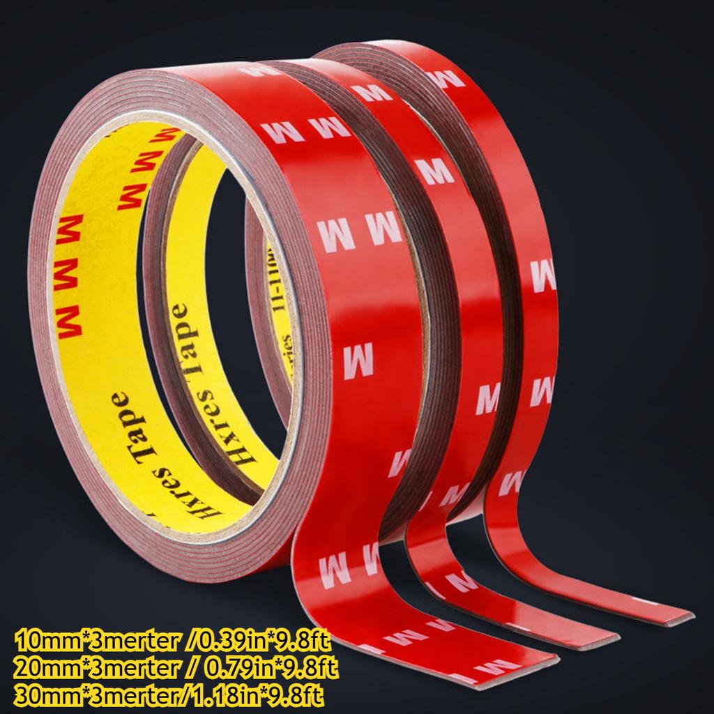 3 Ρολά Αυτοκόλλητης Ταινίας Αυτοκινήτου Υψηλής Ιξώδους - Ανθεκτική Διπλής Όψεως Ταινία που Δεν Αφήνει Σημάδια και Αντέχει σε Υψηλές Θερμοκρασίες