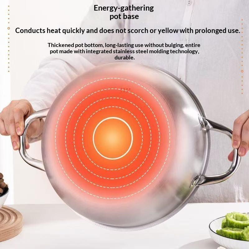 1 pièce Wok nid d'abeille antiadhésif de qualité alimentaire avec double poignée Poêle à frire en acier inoxydable pour cuisinière à induction domestique