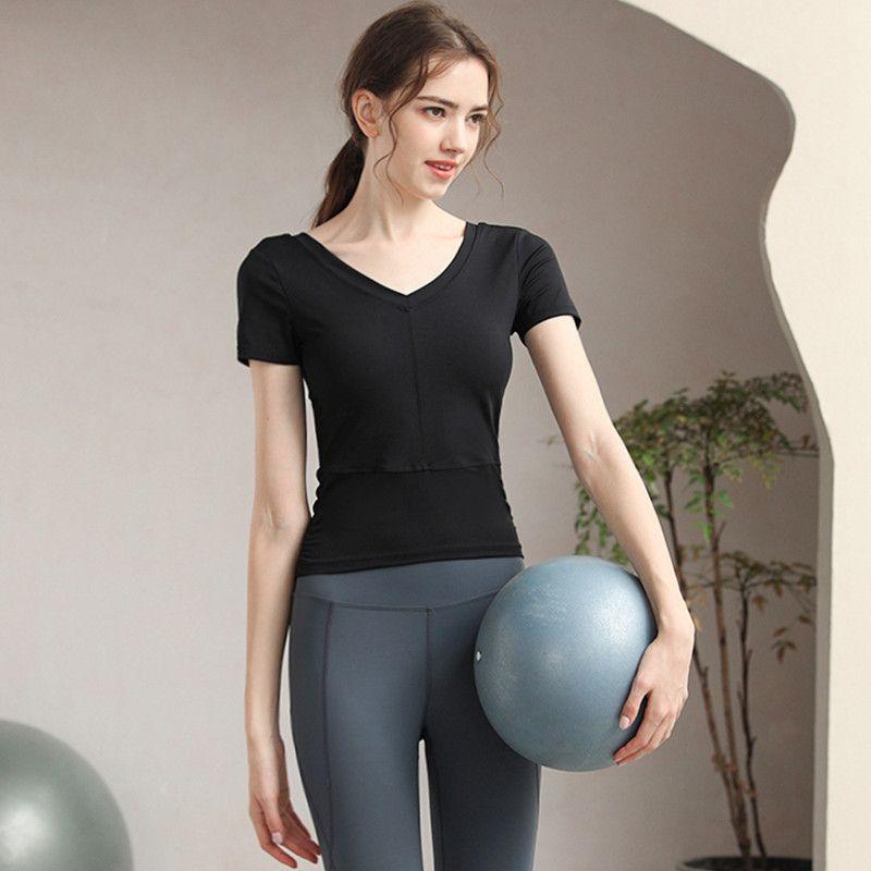 Pilates Fashion V-neck with Chest Pad Waist Fitness Suit