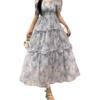 Large size women's floral dress women's summer waist and thin skirt super fairy Mori fat mm drape a-word skirt