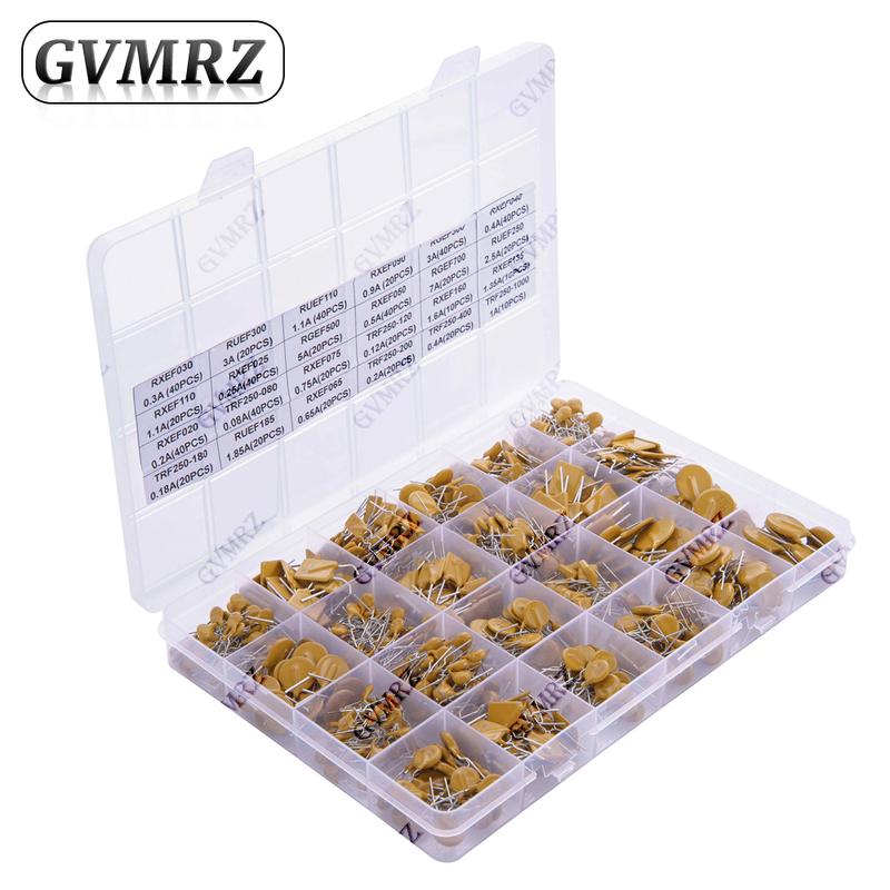610PCS-24Values Self-Recovery Fuse Assorted PPTC KIT 0.05A 0.1A 0.2A 0.25A 0.3A 0.4A 0.5A 0.75A 0.9A 1.1A 1.35A 2A 2.5A 3.75A
