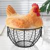 Egg Basket Vintage Metal Storage Holder Egg Gathering Basket with Hen Lid for Fruit Snack Farmhouse Kitchen Desktop Farm Easter