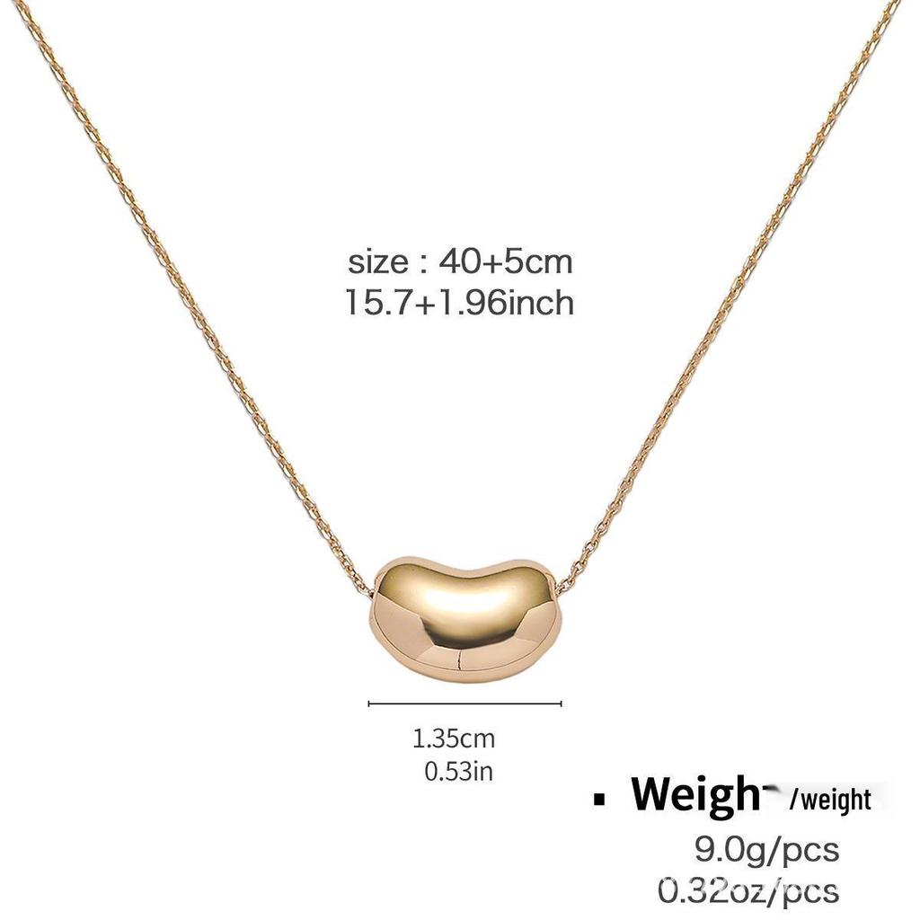 Korean Fashion 18k Gold Acacia Bean Titanium Steel Necklace - Trendy Women's Choker Design