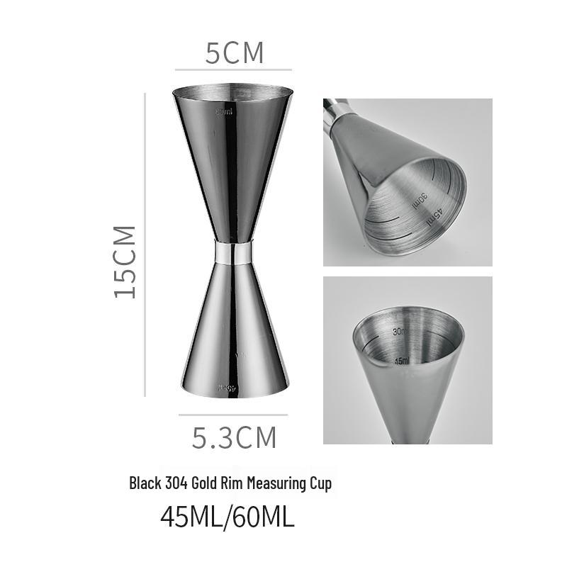 Double-Headed Stainless Steel 304 Gold Ring Jigger with Scaled Measuring Cup for Cocktails