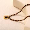 Jewelry Tiger's Eye Stone Necklace Splicing Freshwater Pearl Clavicle Chain Stainless Steel Plated 18K Gold Necklace Women