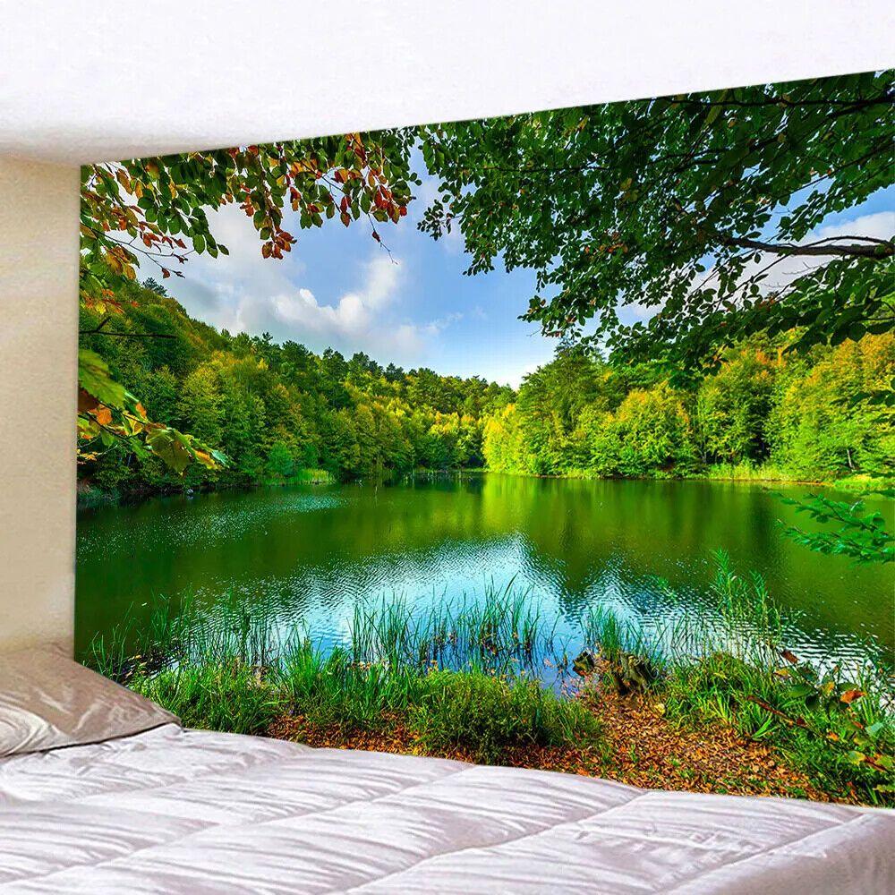 Tapestry Large Beautiful Forest Sea Cave 75x100