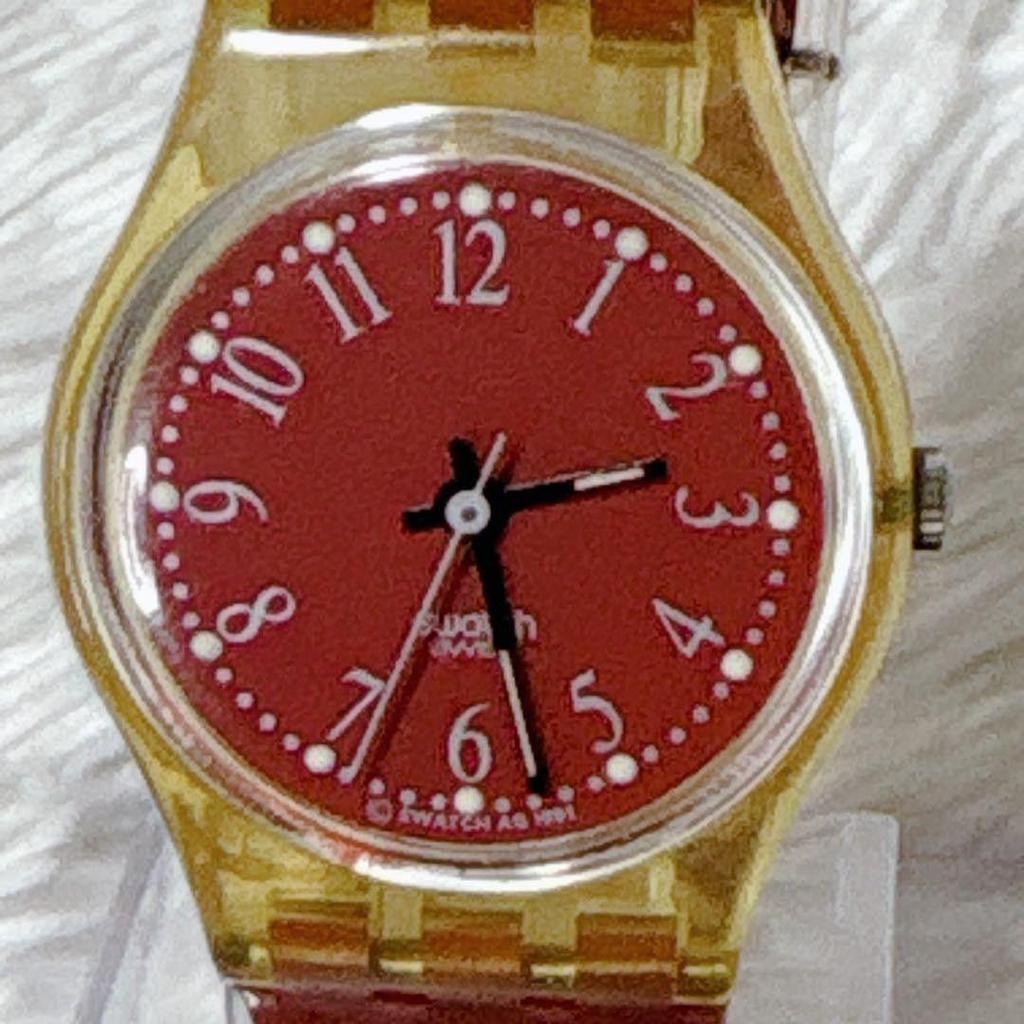 Used SWATCH Swatch 1991 Ladies Watch with Case Battery Replaced Working Item Red Vintage Y2K Quartz