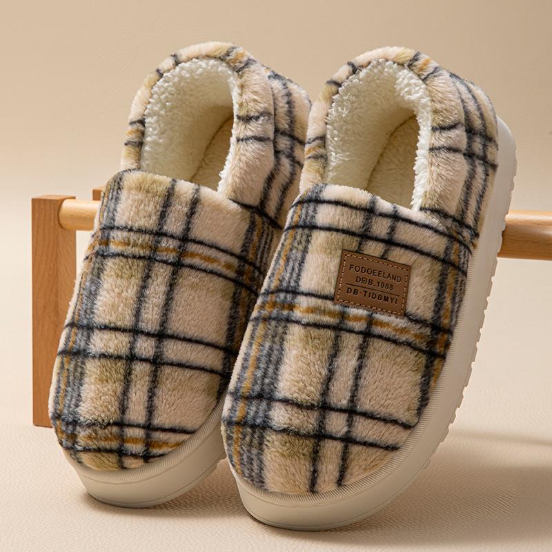 Cotton slippers winter 2025 new indoor home thick bottom warm non-slip household wool slippers