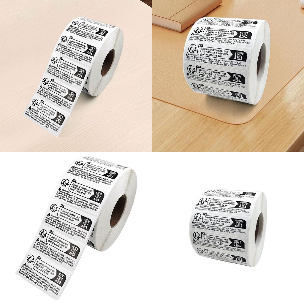 Ostrzeżenia przed uduszeniem 2000 etykiet prostokątnych Trzymać z dala od dzieci Ryzyko uduszenia Ostrzeżenie Samoprzylepne naklejki