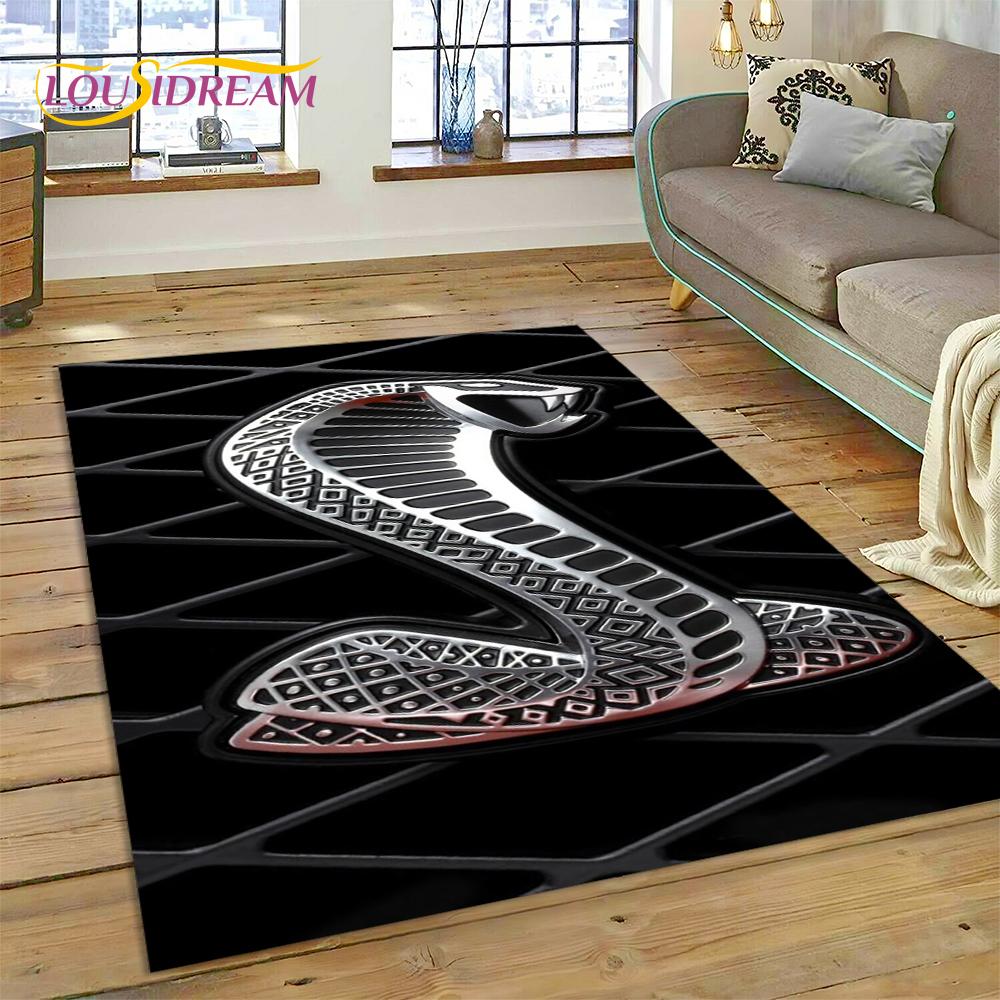 Classics 3D F-Ford GTR Mustang Car Rug Carpet for Living Room Bedroom Home Decor,Floor Mat Non-slip Decoration for Sofa Doormat