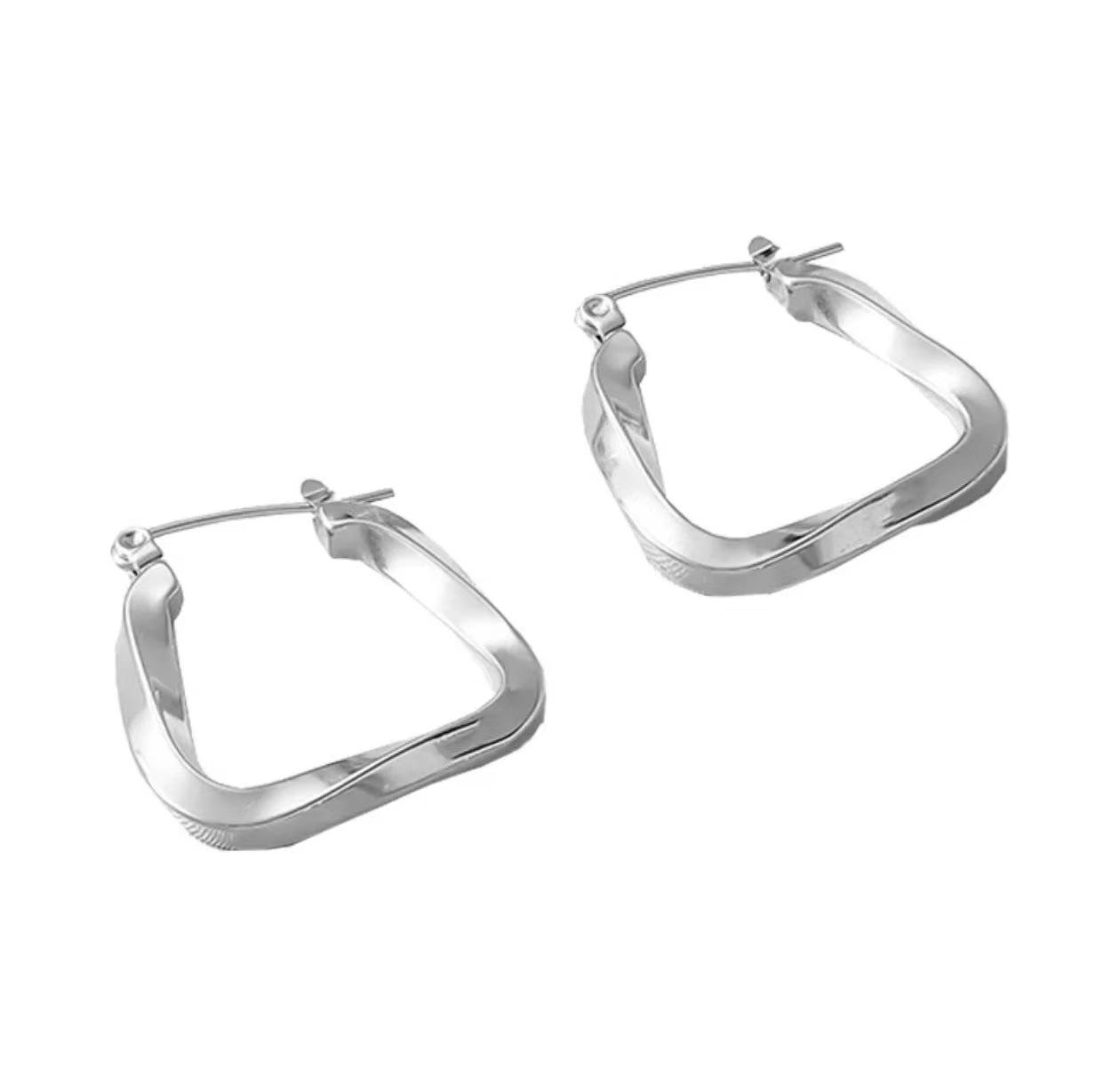 Элегантные Серьги-Кольца с Кисточками Квадратной и Круглой Формы - Винтажная Скрученная Нержавеющая Сталь