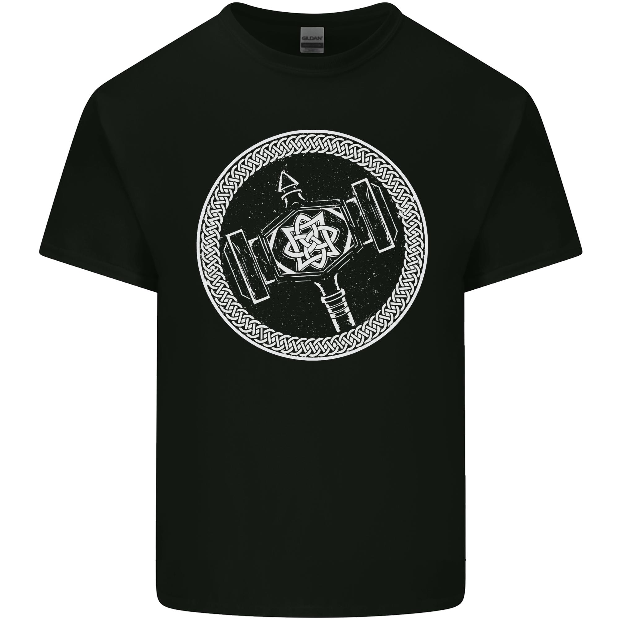 Thor Hammer in a Viking Circle White Print Unisexs Light Cotton TShirt S