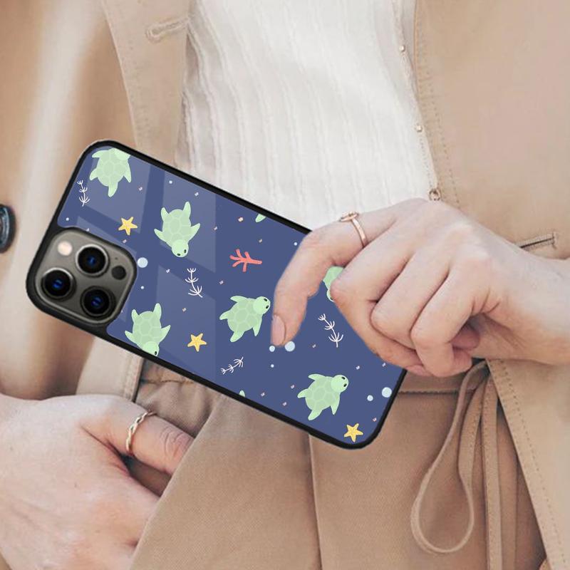 Süße Schildkröten Bemalte Magnetische Handyhülle Für APPLE iPhone 17 Air 16 14 13 12 Pro Max 15 Plus Kabelloses Laden Mit MagSafe Hülle
