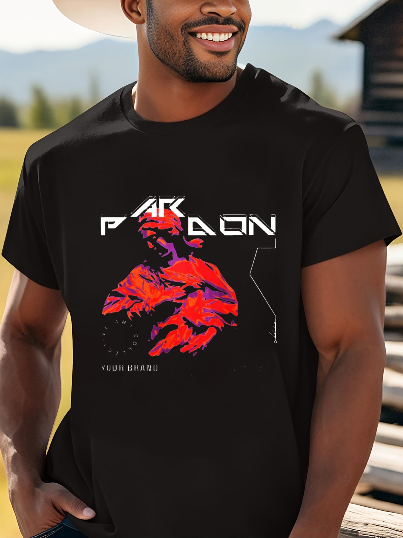 

Men s Heavyweight 180gsm 100% T-Shirt - Bold Graffiti Streetwear Tee with Red Spray Paint Lion & ORLANDO Text L