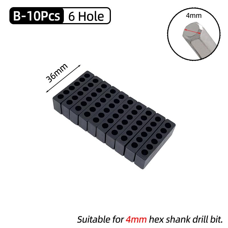 10Pcs Set 6/8/10/12/15 Holes 6.35mm/4mm Hex Shank Screwdriver Bit Holder Plastic Drill Bit Head Storage Hand Tools Accessories