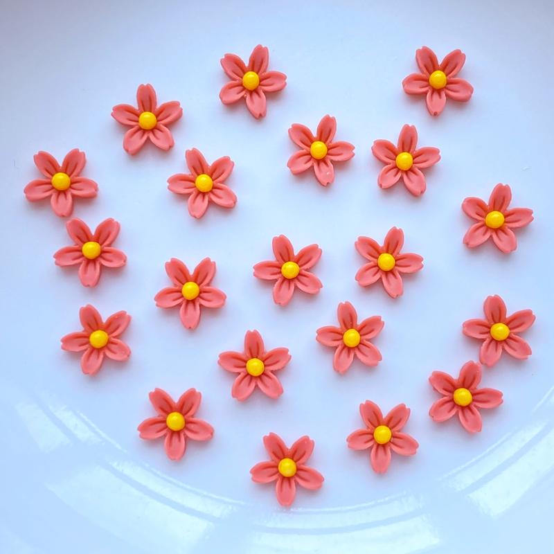 100 Pz 8mm Resina 3D Colorato Mini Fiore Gemme Flatback Figurine Scrapbook Wedding Applique Nail Art Decor Artigianato