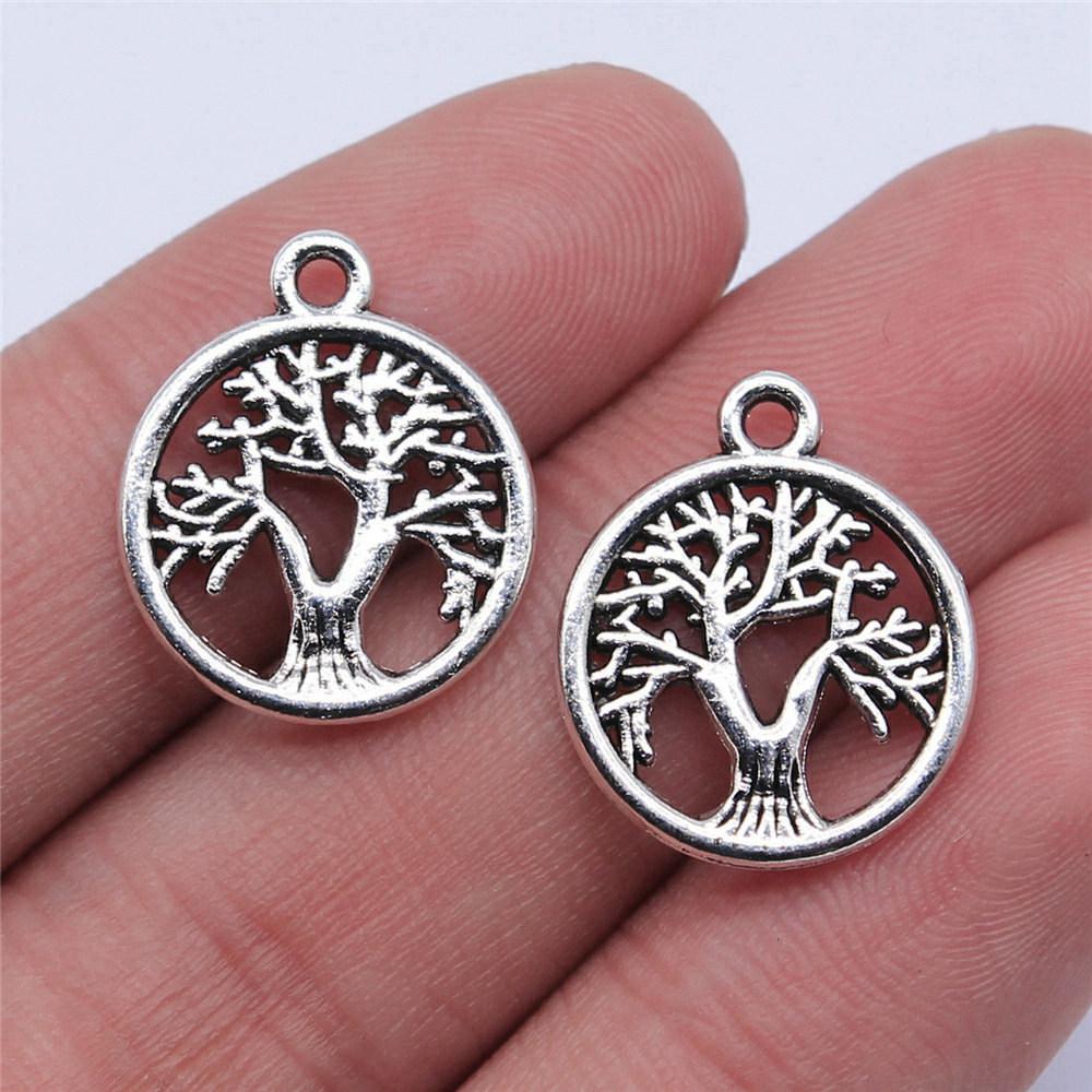 Charms Round Tree Of Life Pendants Vintage Jewelry Supplies QC109