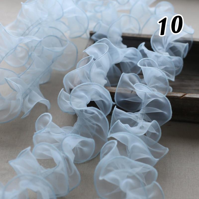 3M 10cm Pleated Lace Trim Bubble Skirt Ruffle Gauze Lace Ribbon Lace Fabric Tutu Lace Wedding Dress Decor Accessories