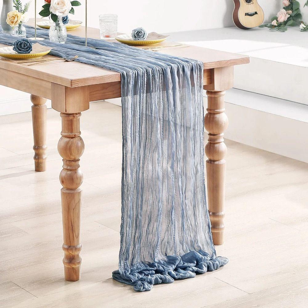 90x180/300cm Table Runners Vintage Cheesecloth Table Setting Table Decor Gauze Tablecloth  Birthday