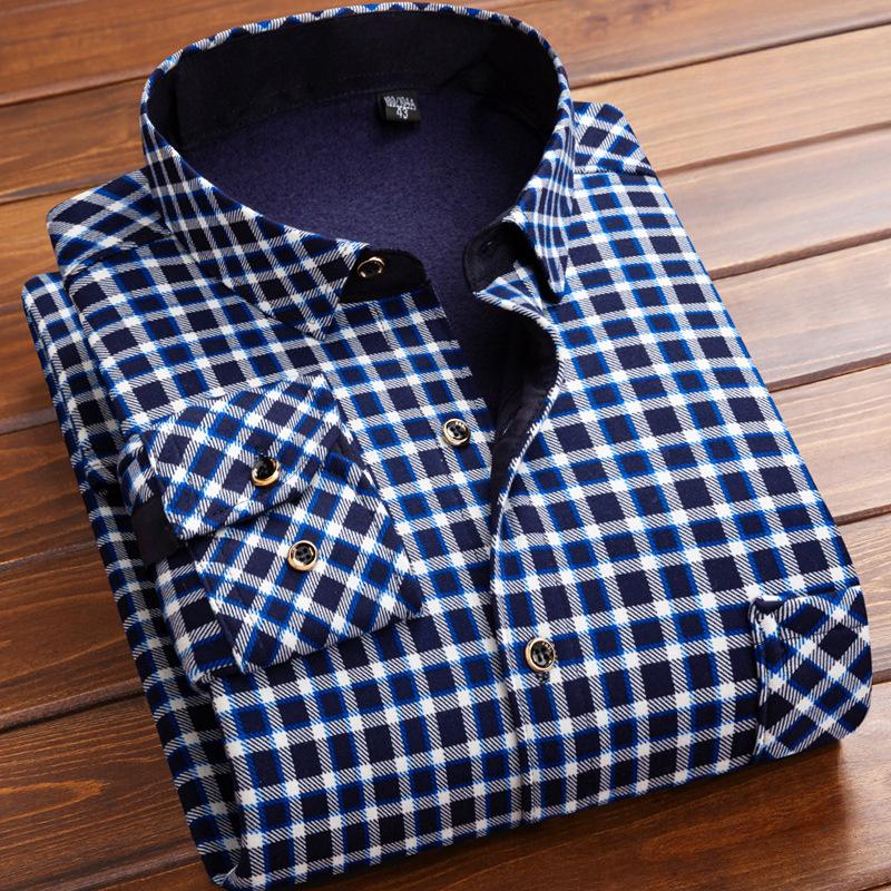 

Мужская осенне-зимняя рубашка в клетку с принтом в тон, толстый плюш с длинными рукавами и лацканами, однобортный кардиган, деловой стиль, отец средних лет 4XL