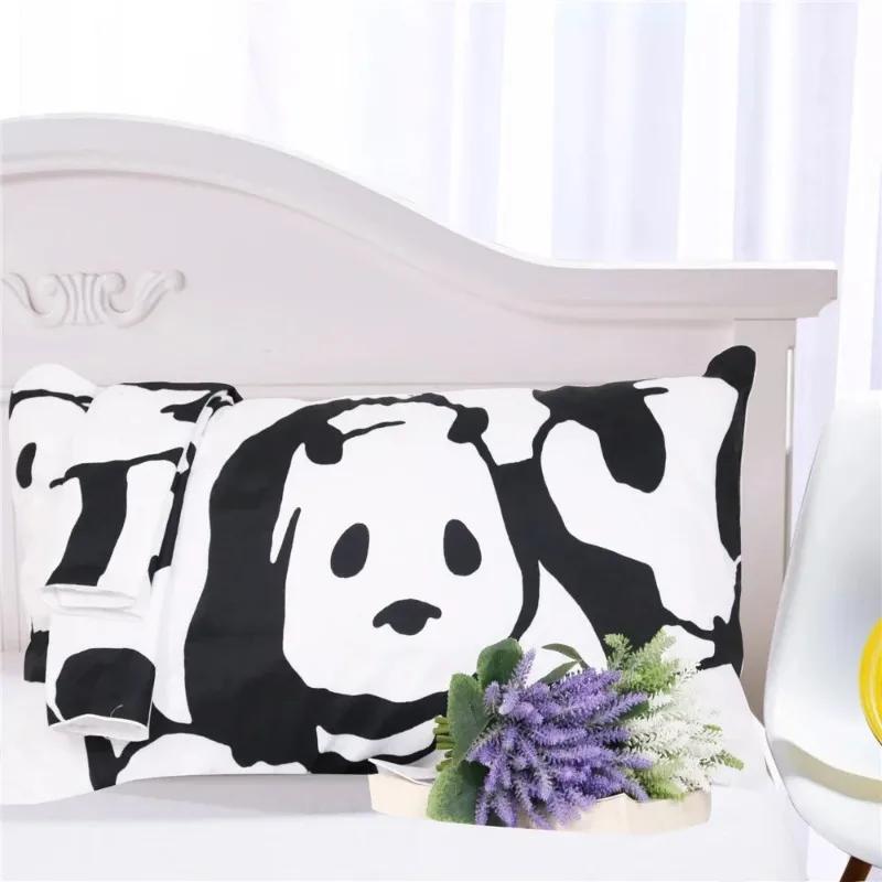 Comforter Pandas Bedclothes Bedding Set Cartoon For Child 100% Bamboo Fiber Sets For Beds 3 Pcs White Black Bed Set