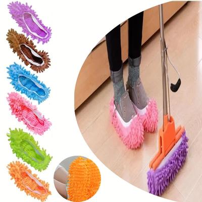 Chenille Dust Mop Slippers Home Floor Cleaning Mopping Shoes Water Uptake Foot Socks Mop Caps MultiFunction Cleaning Shoes