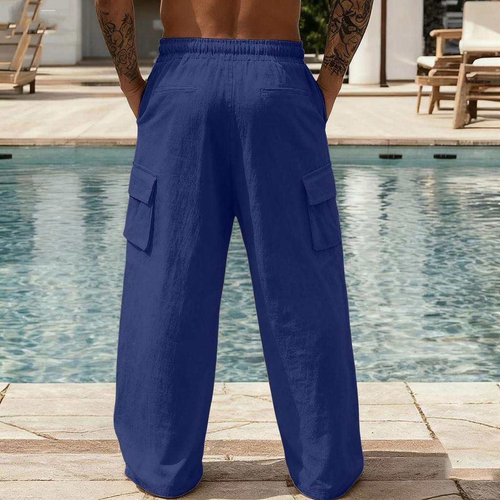 Pantaloni de lucru largi de agrement pentru bărbați, pentru sporturi în aer liber, cu buzunare multiple