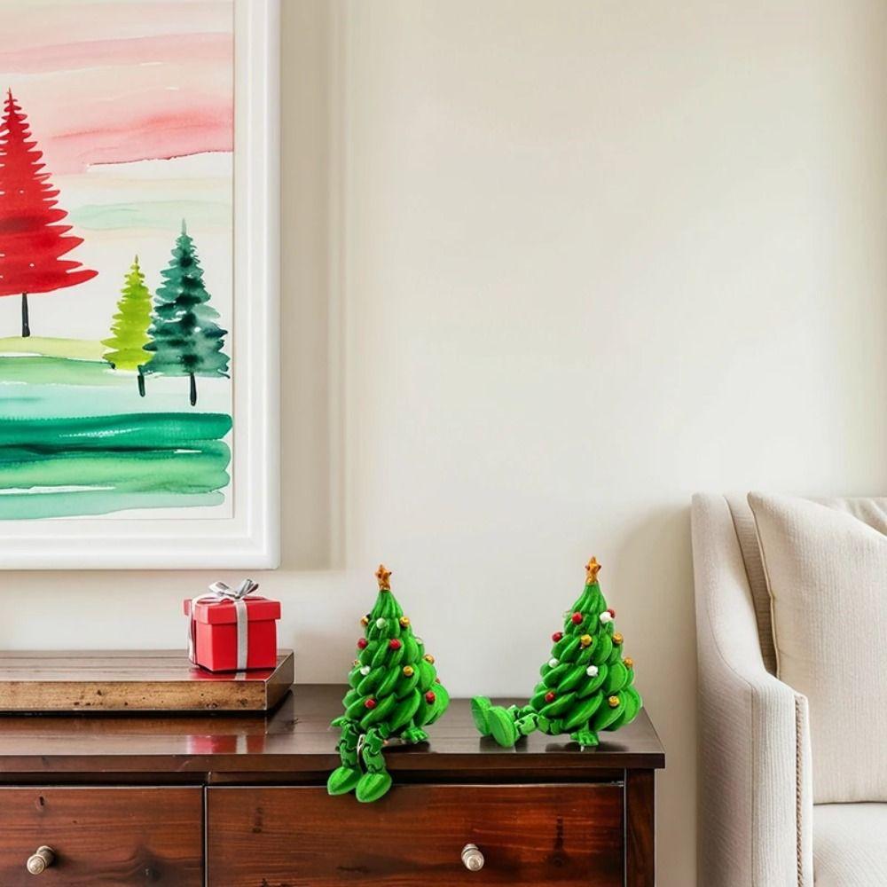 Green 3D Printed Christmas Tree Colorful Christmas Tree Model Articulated Tabletop Decor  Office
