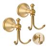 Antiker Messing-Wandhaken Doppelhaken mit gebürstetem Gold-Finish Wandmontierter Handtuch Bademantel Kleiderhaken für Badezimmer Eingangsbereich