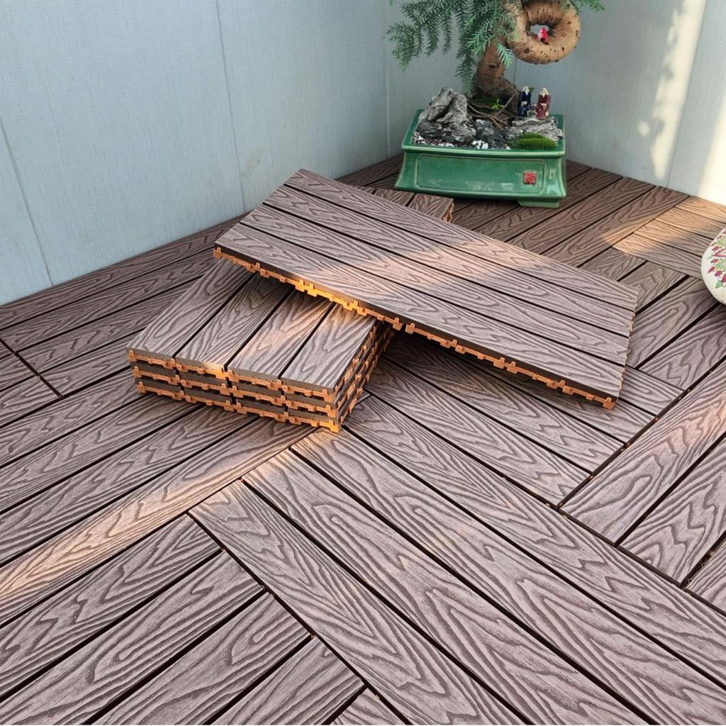 Wasserdichte, wartungsfreie WPC-Terrassendielen für Terrassen, Gärten und Balkone - Selbstverlegend und korrosionsbeständig