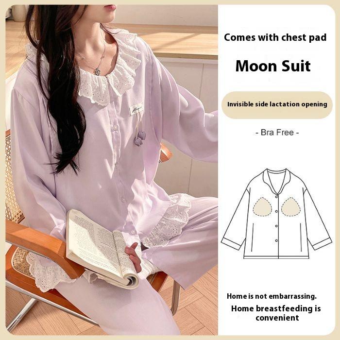 

Ежемесячная одежда Пижамы женские Облачный хлопок Премиум Одежда для беременных и кормящих грудью с нагрудной подкладкой Кардиган Комплект домашней одежды 2XL