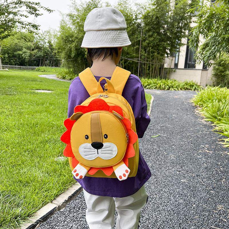 Kindergarten boys and girls double shoulder children's bag cartoon cute animal lion backpack anti-lost small schoolbag