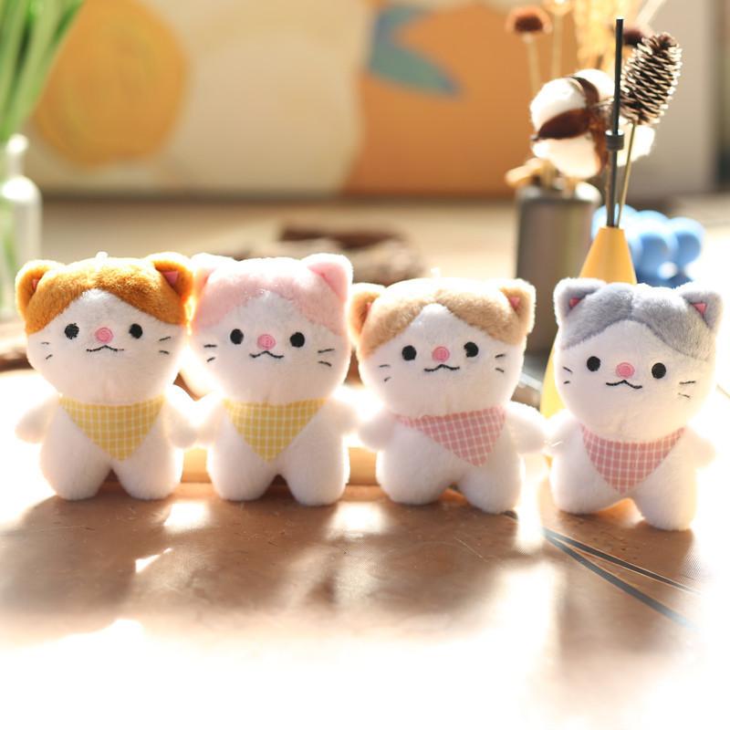 Cute Fluffy Cat Plush Toy Key Holder Adorable Cat Keychain Bag Accessory