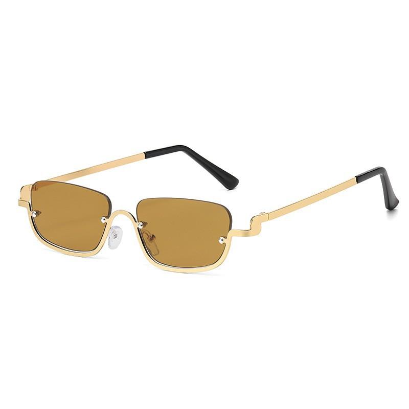 New metal sunglasses European and American retro half-frame square glasses fashion trend sunglasses