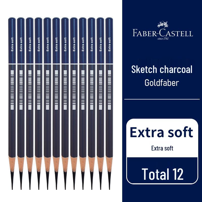 Faber-Castell Extra Soft, Medium, and Hard Charcoal Sketching Pencils for Art Students