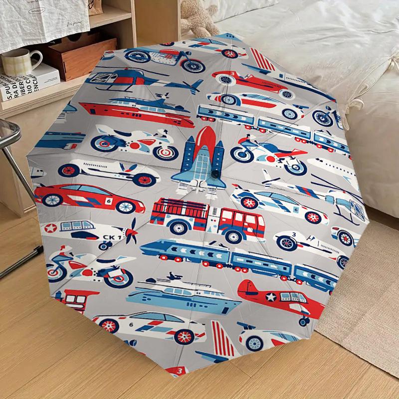 1PC Transportation Vehicles Umbrella-8-Rib Reinforced, Automatic Open, Lightweight & Durable, Cute Fashion Accessory for Outdoor-T398