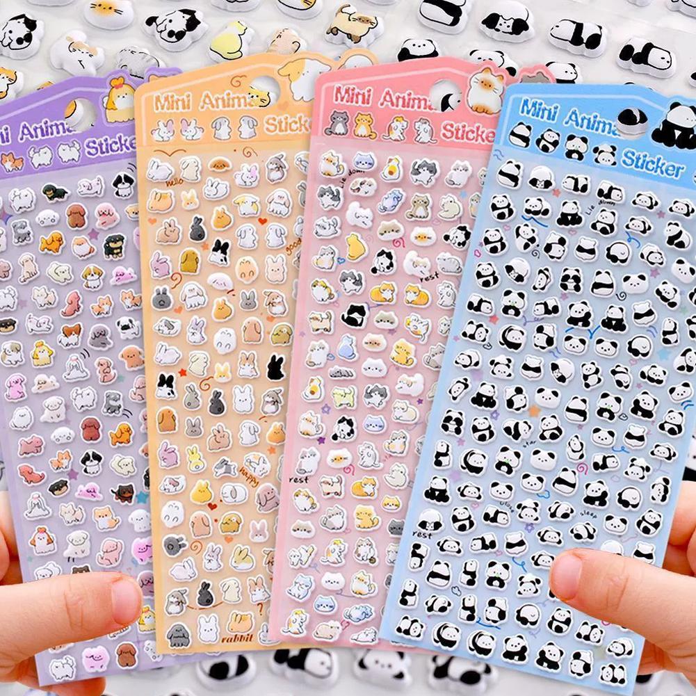 Cute Animal Mini Puffy Stickers 3D Relief Panda Funny Stickers Cartoon Bubble Decals for Scrapbooks Planner Laptops Phone Case