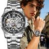 Men Business Casual Mechanical Watch Hollow Skeleton Dial Luminous Hands Waterproof