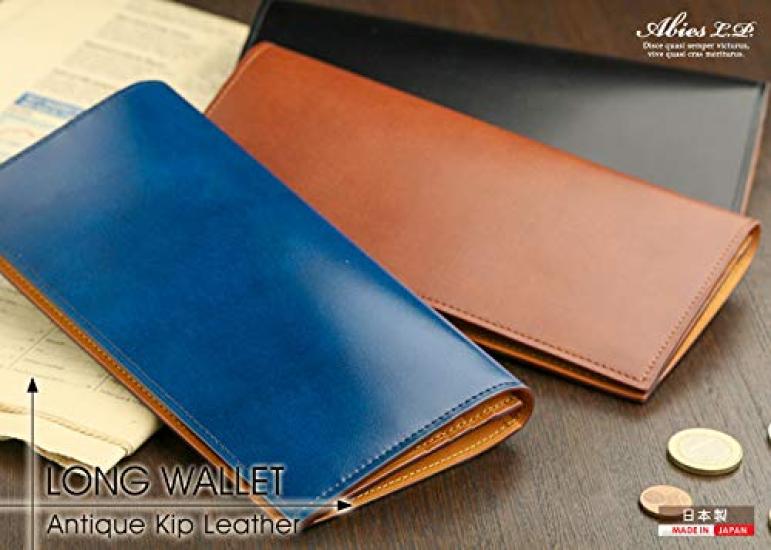 ABIES Antique Kip Leather Long Wallet, Brown, Made in Japan