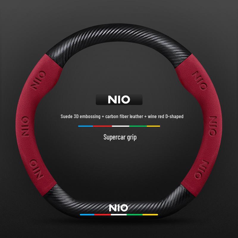 Nio EC6/ES6/ES8/ET7 Suede Carbon Fiber Steering Wheel Cover
