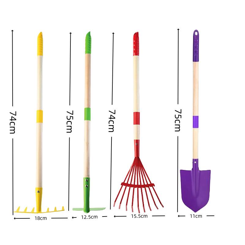 Set de Herramientas de Jardín Desmontables de 4 Piezas: Pala, Azada, Rastrillo para Deshierbar, Herramienta de Excavación para Tierra y Arena